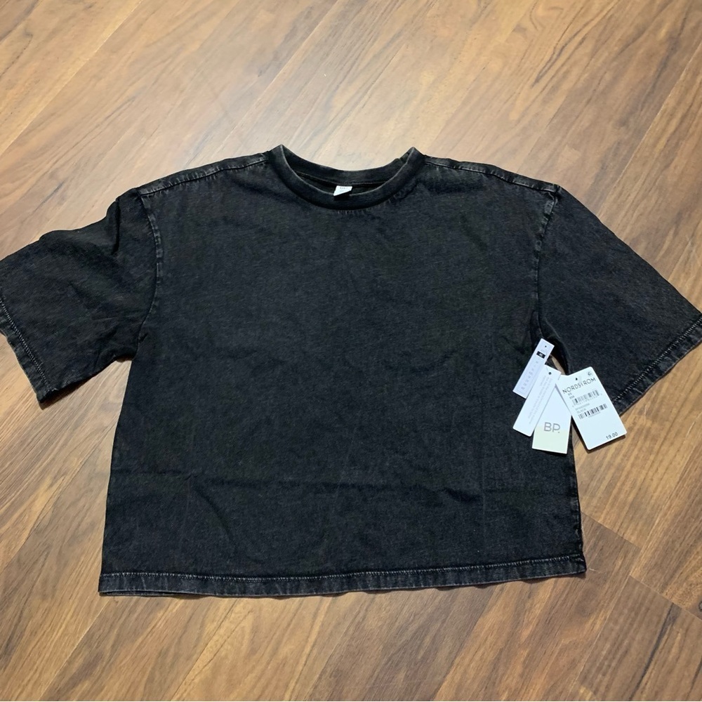 BP Women’s Acid Wash Cropped Tee Black Size Small Nwt
